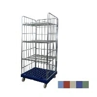 Rullecontainer til butik - 3 hylder m. 25 mm hyldekant - vælg farve bund, 724x815x1800 mm