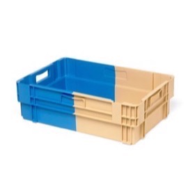 2-farvet stabel- vendbar kasse, mål: 600x400x183 mm